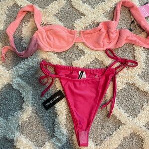 PrettyLittleThing Coral and Fuchsia Bikini Set
